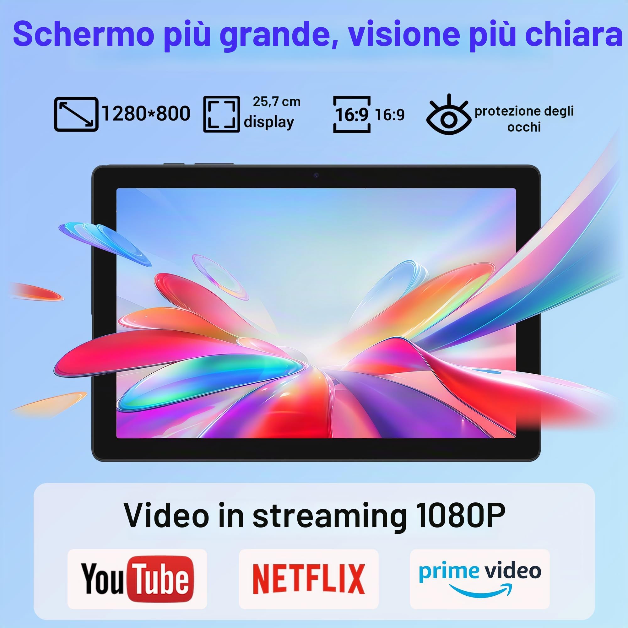 Tablet 10 pollici Android 15, Tablet in offerta con 5G wifi Octa-Core 2.0GHz, 36GB RAM, 128GB ROM (TF 1TB), 8000mAh, Camera 5+8MP, Tablet con tastiera|Mouse|Custodia|auricolari-grigio