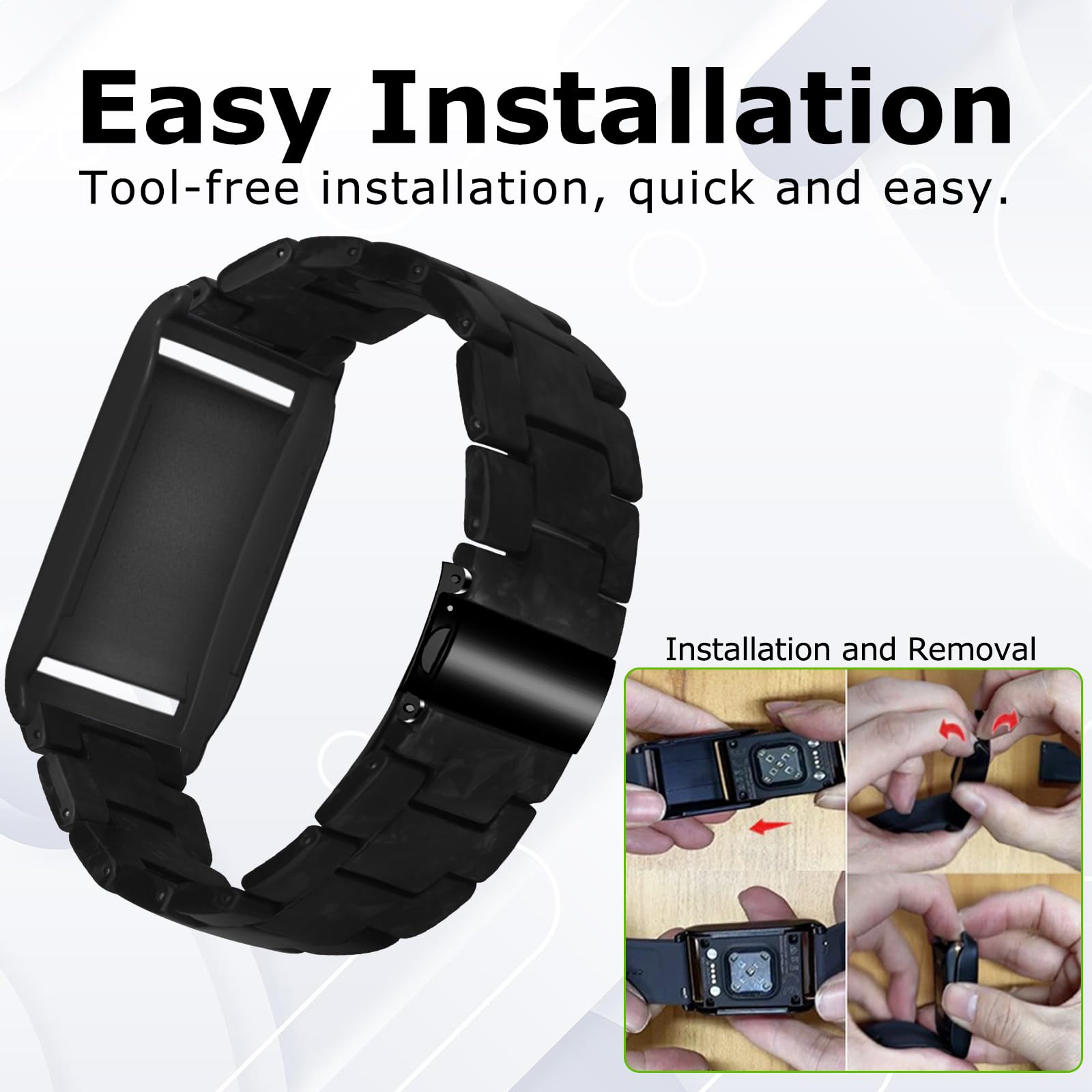 Correa de reloj de resina compatible con Polar Loop, correa de repuesto de resina ultraligera, transpirable, impermeable, herramientas de longitud ajustable incluidas