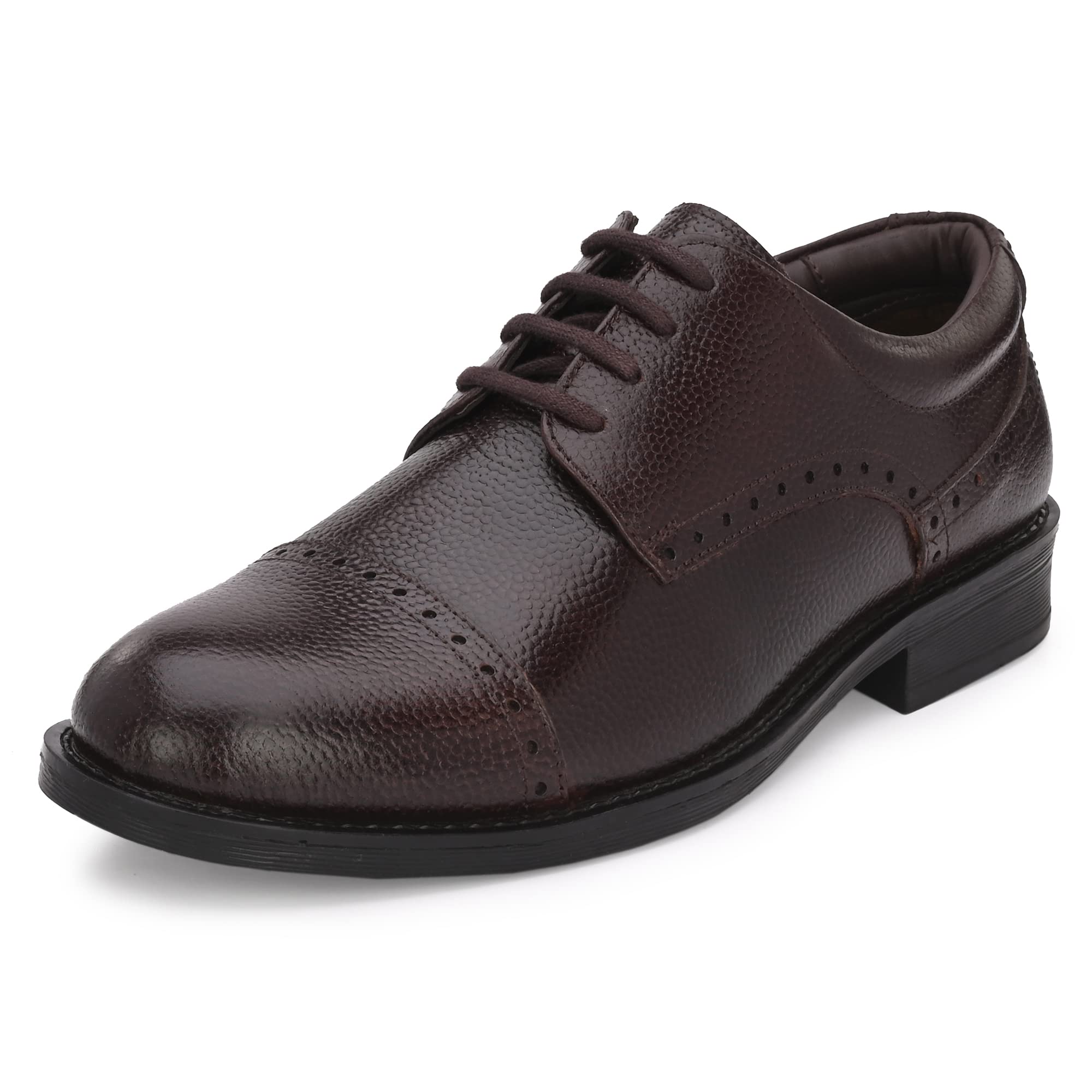 AuserioMen's Full Grain Leather Toe Cap Derby Lace Up Formal Shoes | Anti Skid Sole & Waxed Laces |Antimicrobial Memory Foam Padded Insole with Detailed Stich| Shoes for Office & Parties(085.086.087)