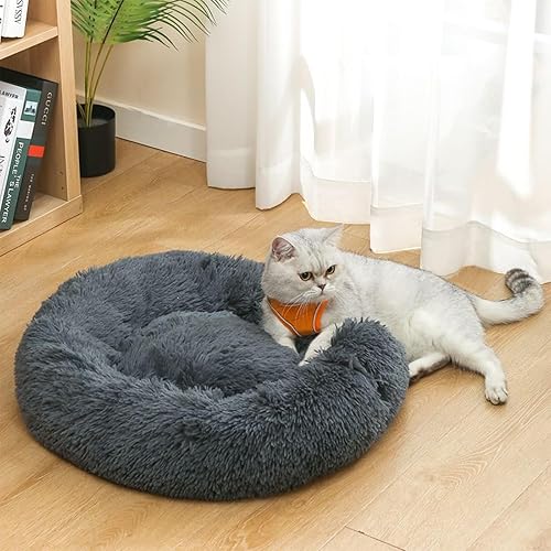 Miniatura 4 de Nisrada Cama para perros pequeños, medianos y grandes, 20 pulgadas, relajante, lavable, redonda, acogedora, suave, para cachorros y gatitos, con