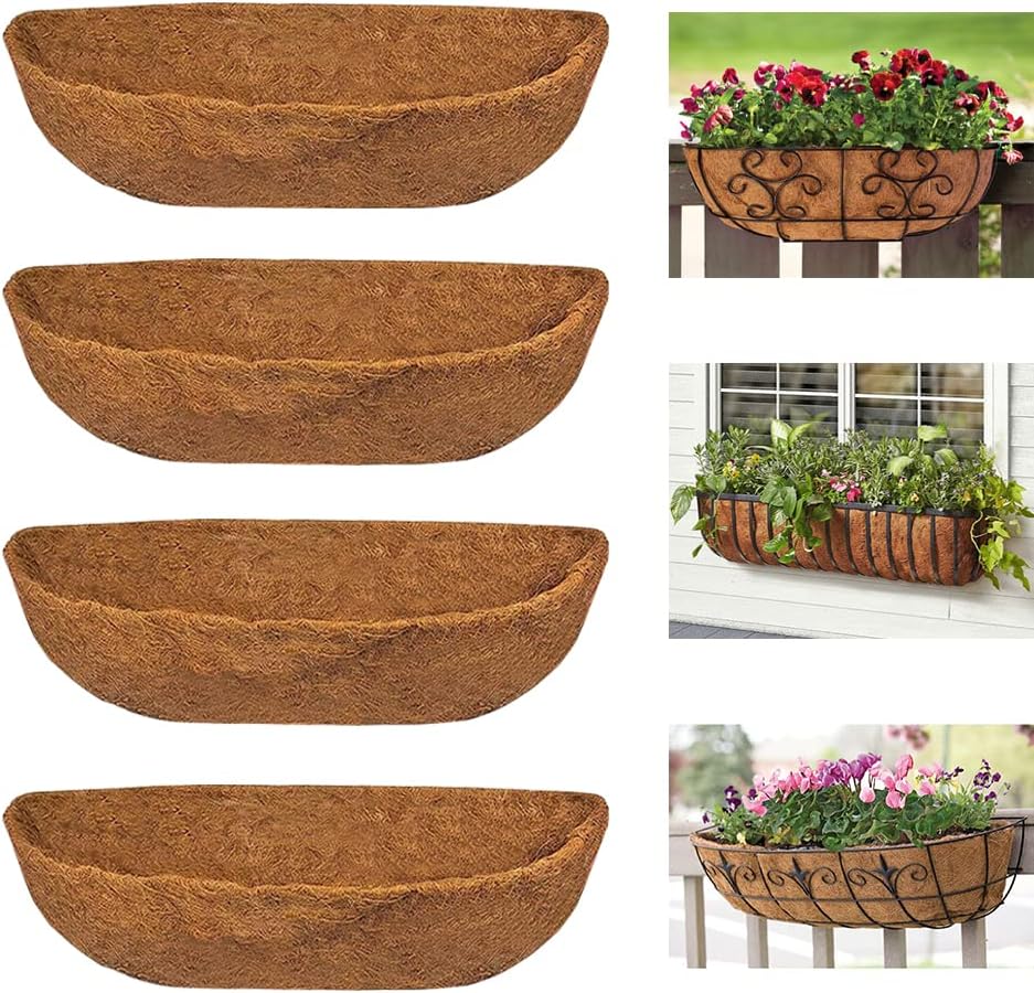 4pcs Trough Planter Basket Liners Coco Liner 24 inch, Thick