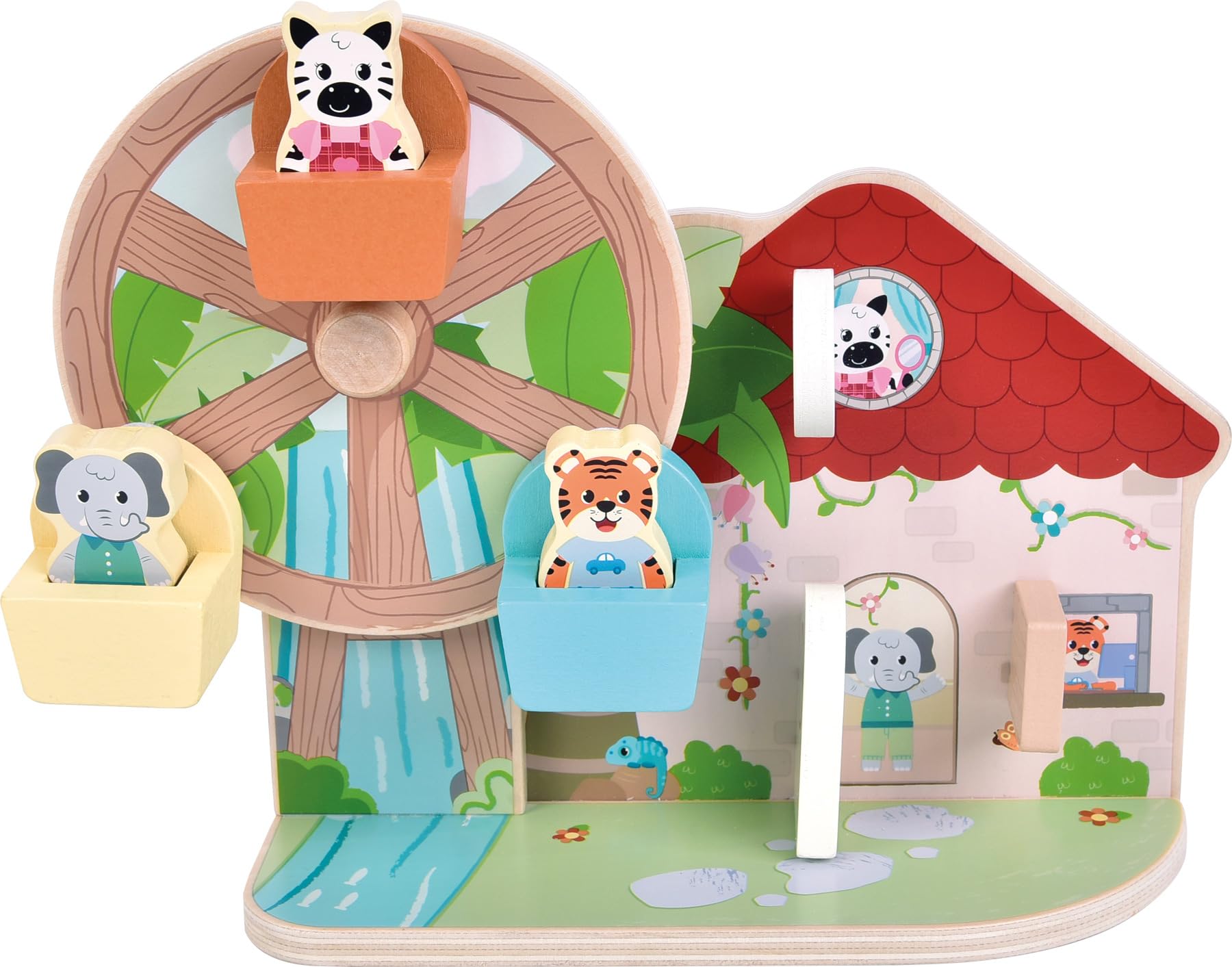 Small Foot Juguete de motricidad Noria Jungle Friends, FSC® 100%, con Figuras de Animales, Desde 12 Meses, 12764