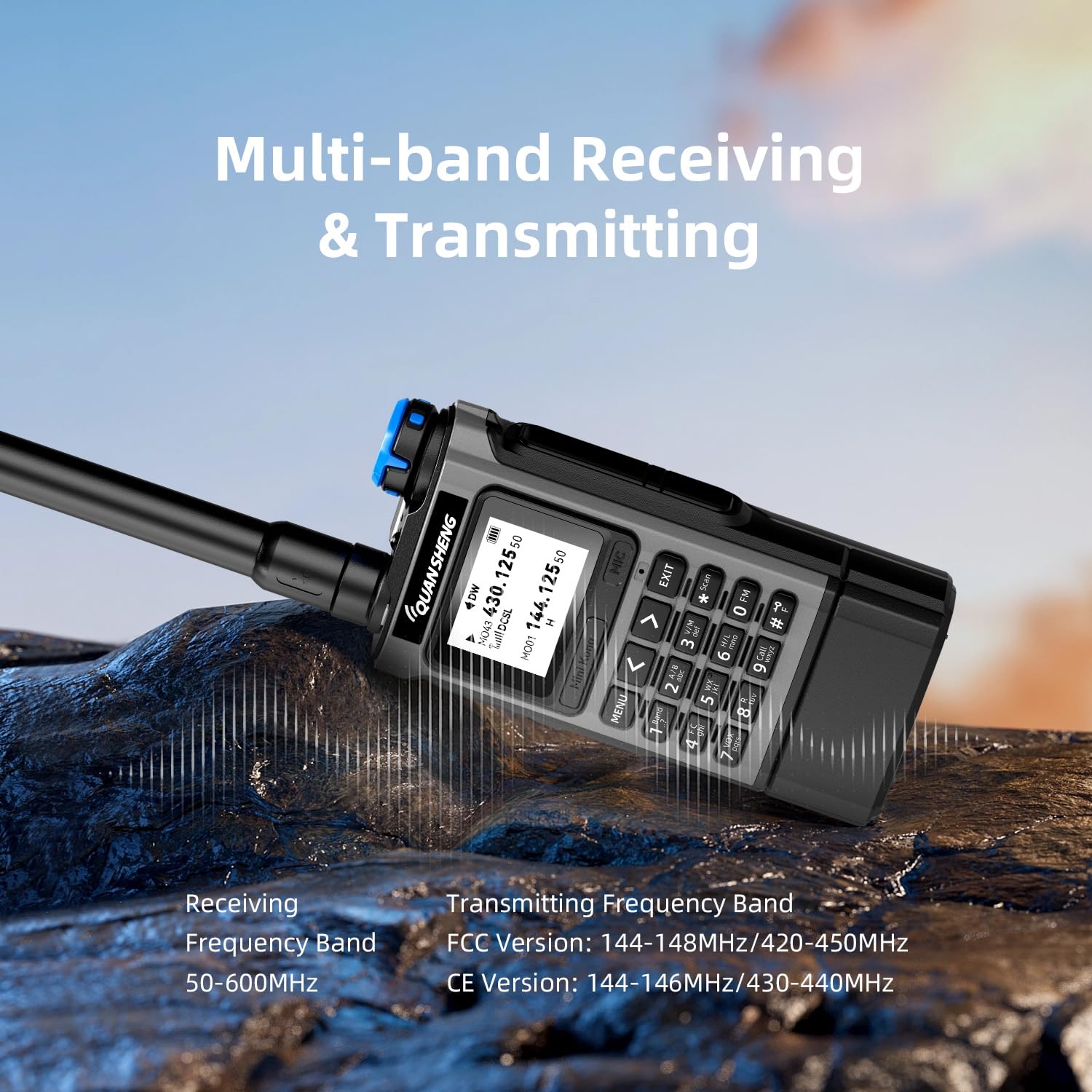 QUANSHENG UV-K1 Walkie Talkie Handheld Ham Radio, 2500mAh High Capacity Battery, 50-600MHz Full Band Receive, Air Band, One Key Frequency Match, Wireless Copy, NOAA, USB-C Charging Two Way Radio - 3