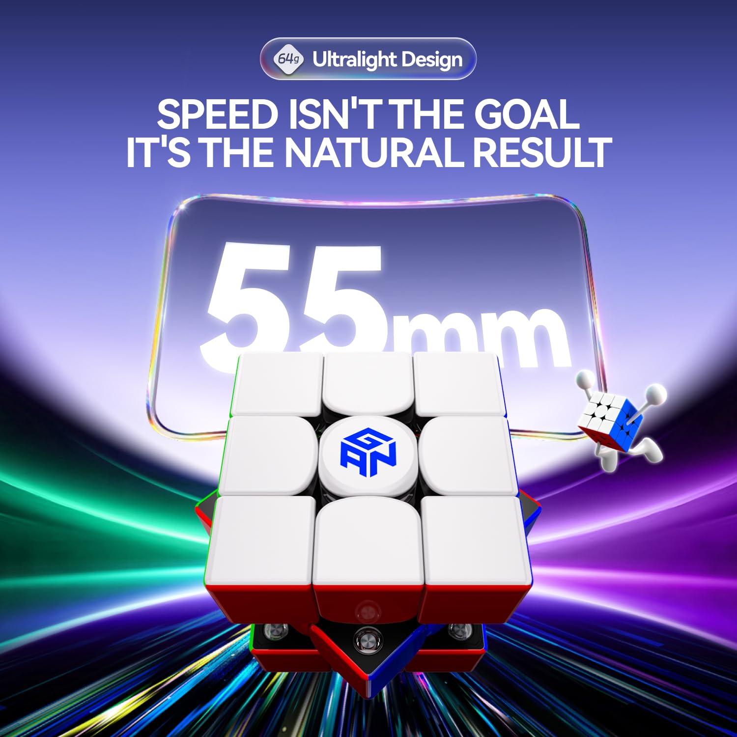 GAN V100 Maglev Speed Cube 3x3, Ultralekka Kostka Magnetyczna o Wadze 64 g, Profesjonalna Oryginalna Kostka Speedcube, Odpowiednia Zarówno dla Dzieci, Jak i Dorosłych, Wersja UV, 5,5 cm