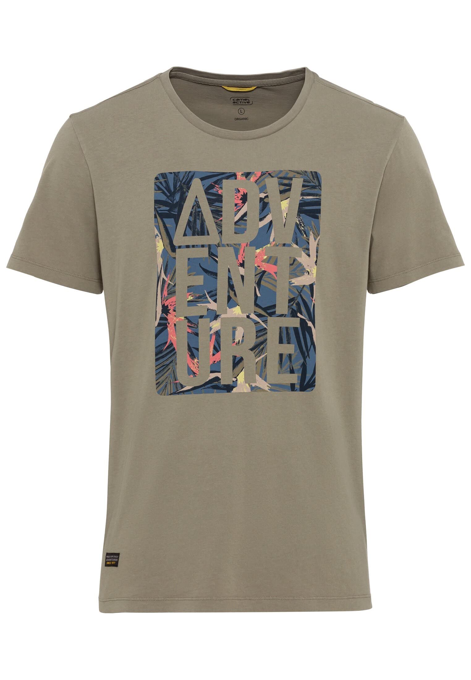 camel active Men's Organic Cotton Short Sleeve T-Shirt, Khaki, S