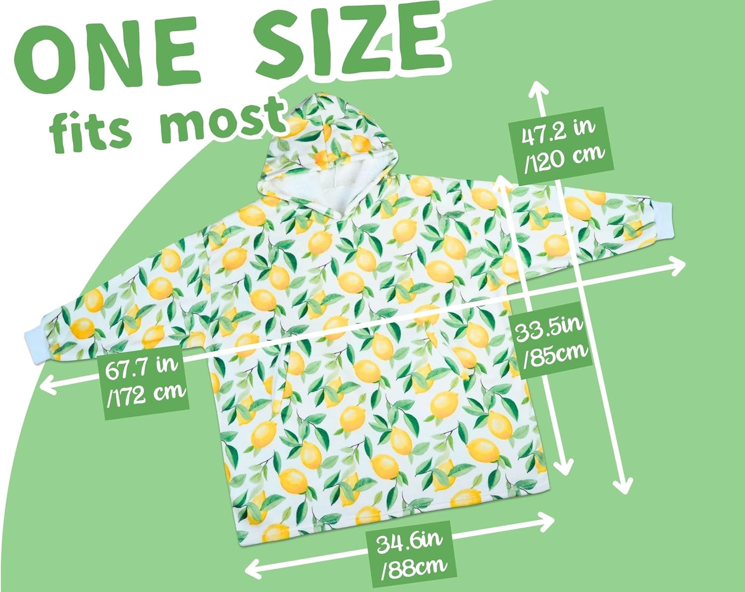 Lemon Gifts Oversized Flannel Hooded Blanket, Perfect for Birthday, Christmas & More, One Size Fits Most