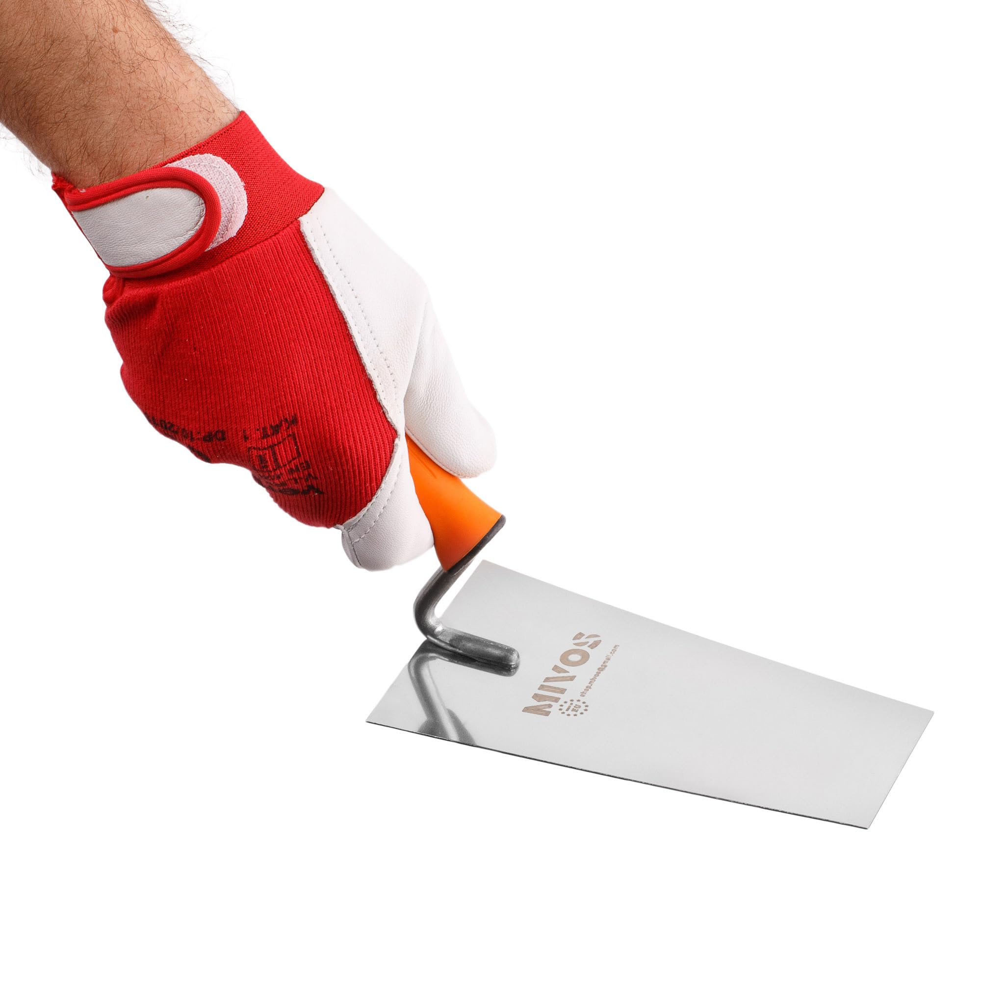 Mivos Lot de 3 Truelles Trapézoïdales en Acier Inoxydable 130 160 180 mm - Truelles de Maçon et Plâtrier - Forme Trapèze - Spatules de Lissage avec Poignée en Caoutchouc - Made in EU