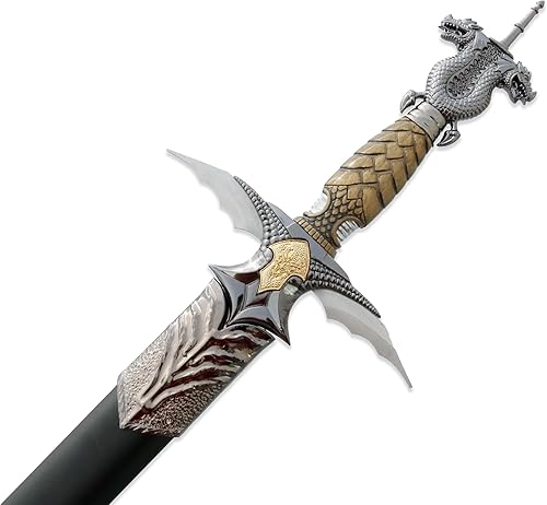 Vista 21 de Medieval Crusader Sword with Scabbard - Choose Your Style Anillo irlandés Hilt Espada celta,Carbon Steel,Espada de serpiente dragón,Espada de dragón