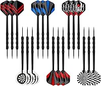 Accmor 18pcs Steel Tip Darts Set - Professional 14g Metal Darts with Stainless Tips, Copper Barrels & Skid-Proof Grip for Dartboard
