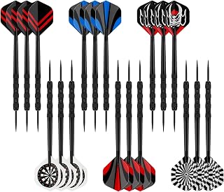 Accmor 18pcs Steel Tip Darts Set - Professional 14g Metal Darts with Stainless Tips, Copper Barrels & Skid-Proof Grip for Dartboard