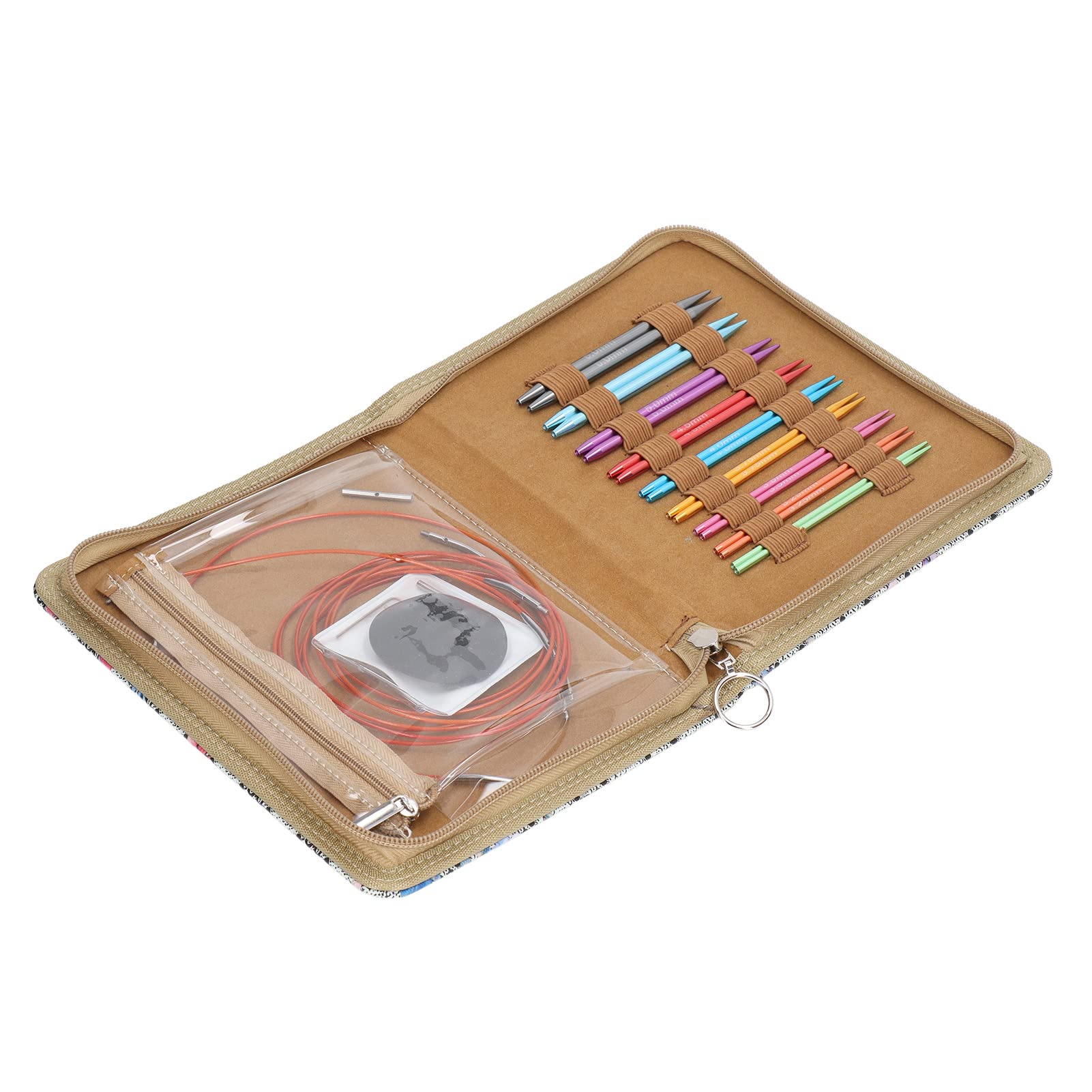 Set de agujas de tejer circulares, set de 9 tamaños de agujas circulares de aluminio con diseño ergonómico, agujas de tejer intercambiables para mantas, suéteres, bufandas y