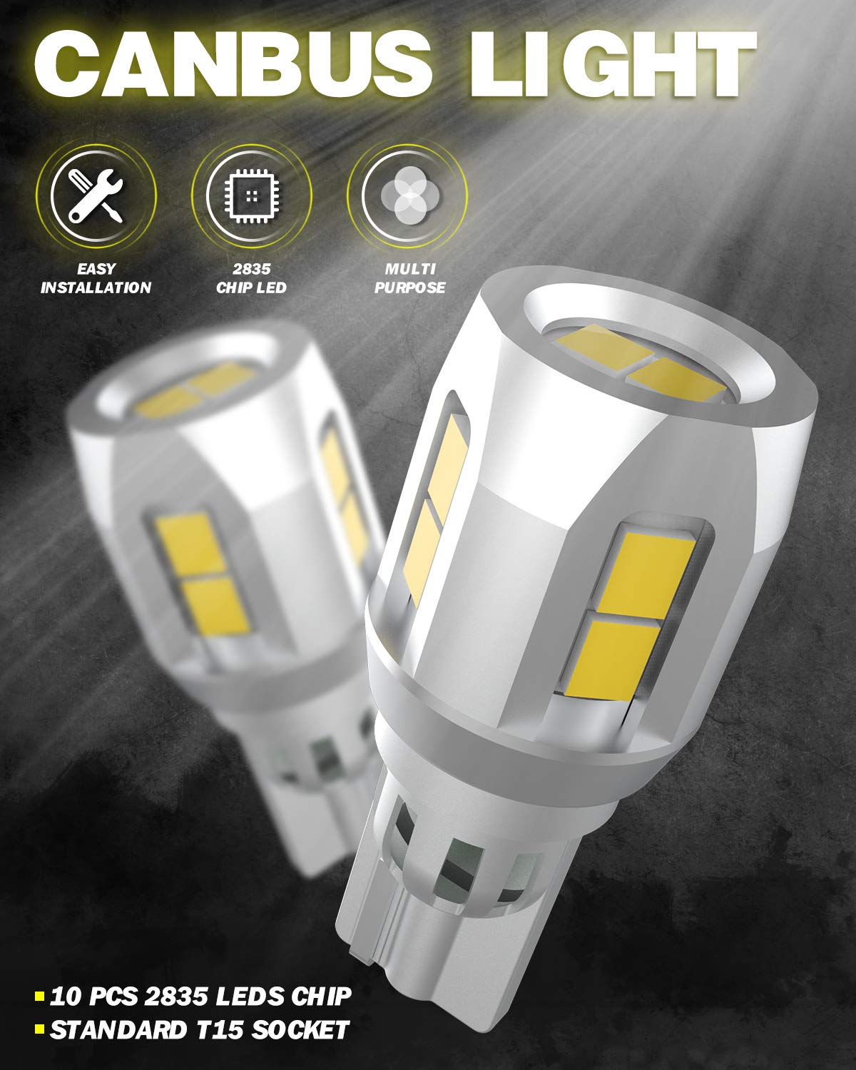 OUSHI Żarówka LED W16W, T15 921 912 902 904 906 LED światło cofania światło cofania 2835 Chipset 12 V 6500K ksenonowe białe (zestaw 2 szt.)