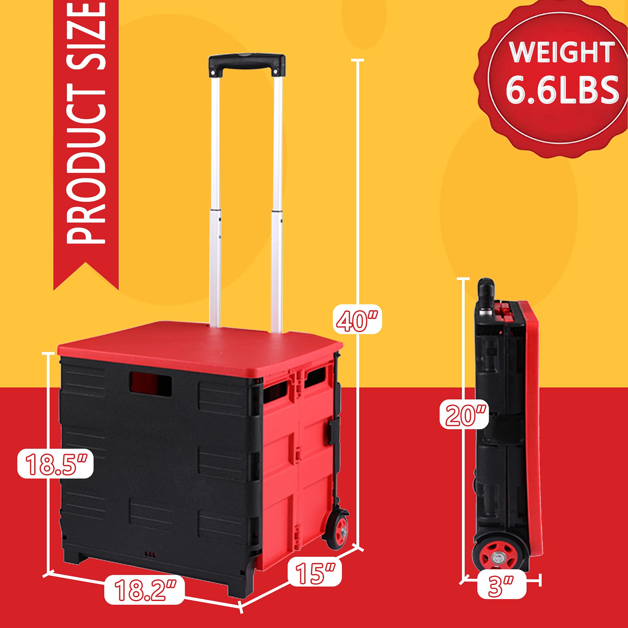 Foldable Shopping Utility Rolling Cart Collapsible Grocery Luggage