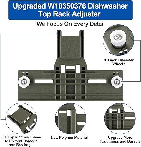 Miniatura 5 de Piezas de ajustador de estante superior para lavavajillas W10350376 para Whirlpool Kenmore W10195840 KUDS30IXSS4 Parte superior del estante