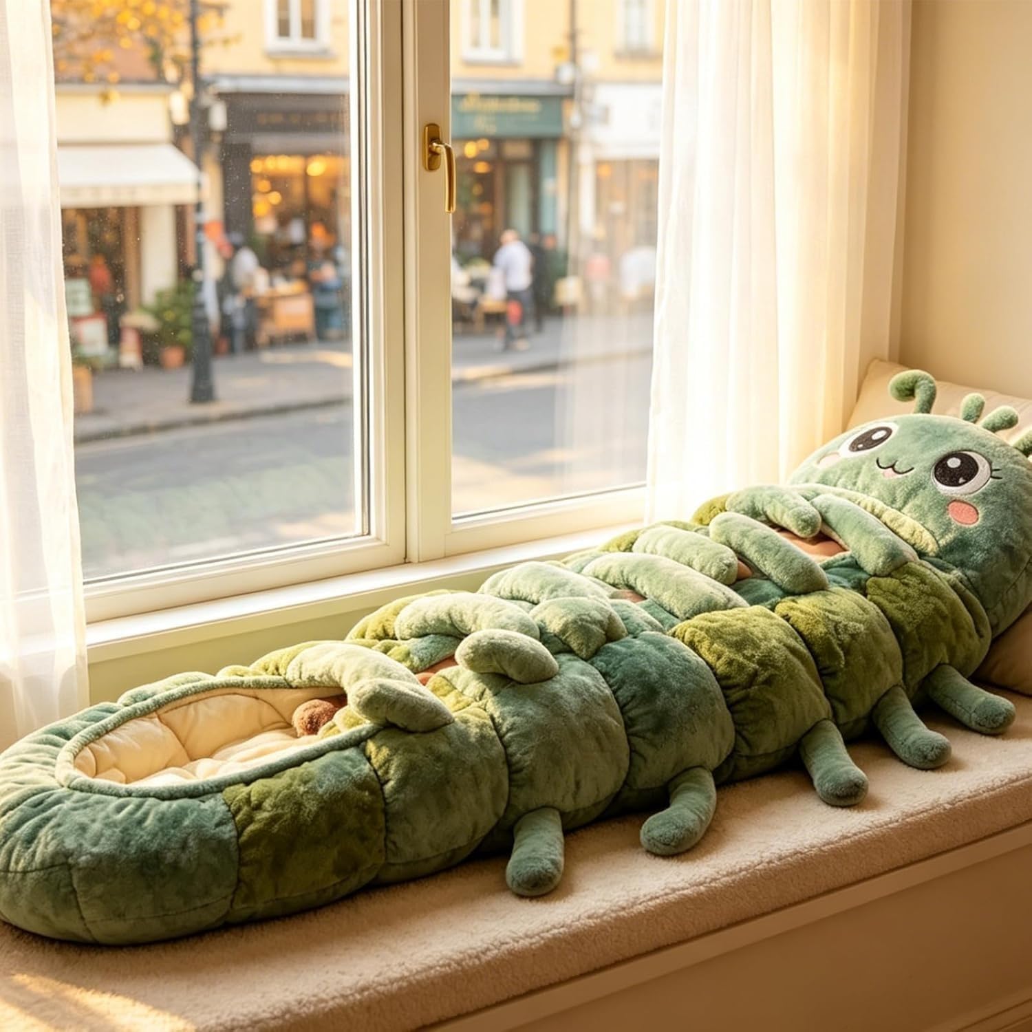 Sac de couchage câlin en forme de chenille pour adultes, cocon en peluche, sac de couchage avec cordon de serrage, épais matelassé pour l'intérieur