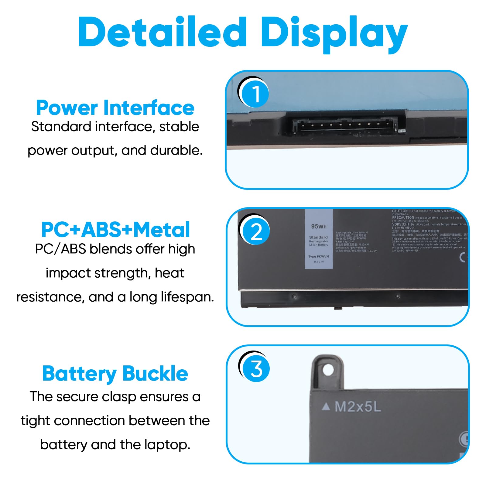 95Wh PKWVM Laptop Akku Kompatibel mit Dell Precision 7550 7560 7750 7760 Mobile Workstation P44E P93F P44E001 P44E002 P93F001 P93F002 PN: C903V CR72X 17C06 0CR72X 0447VR 068N03 453-BBCQ