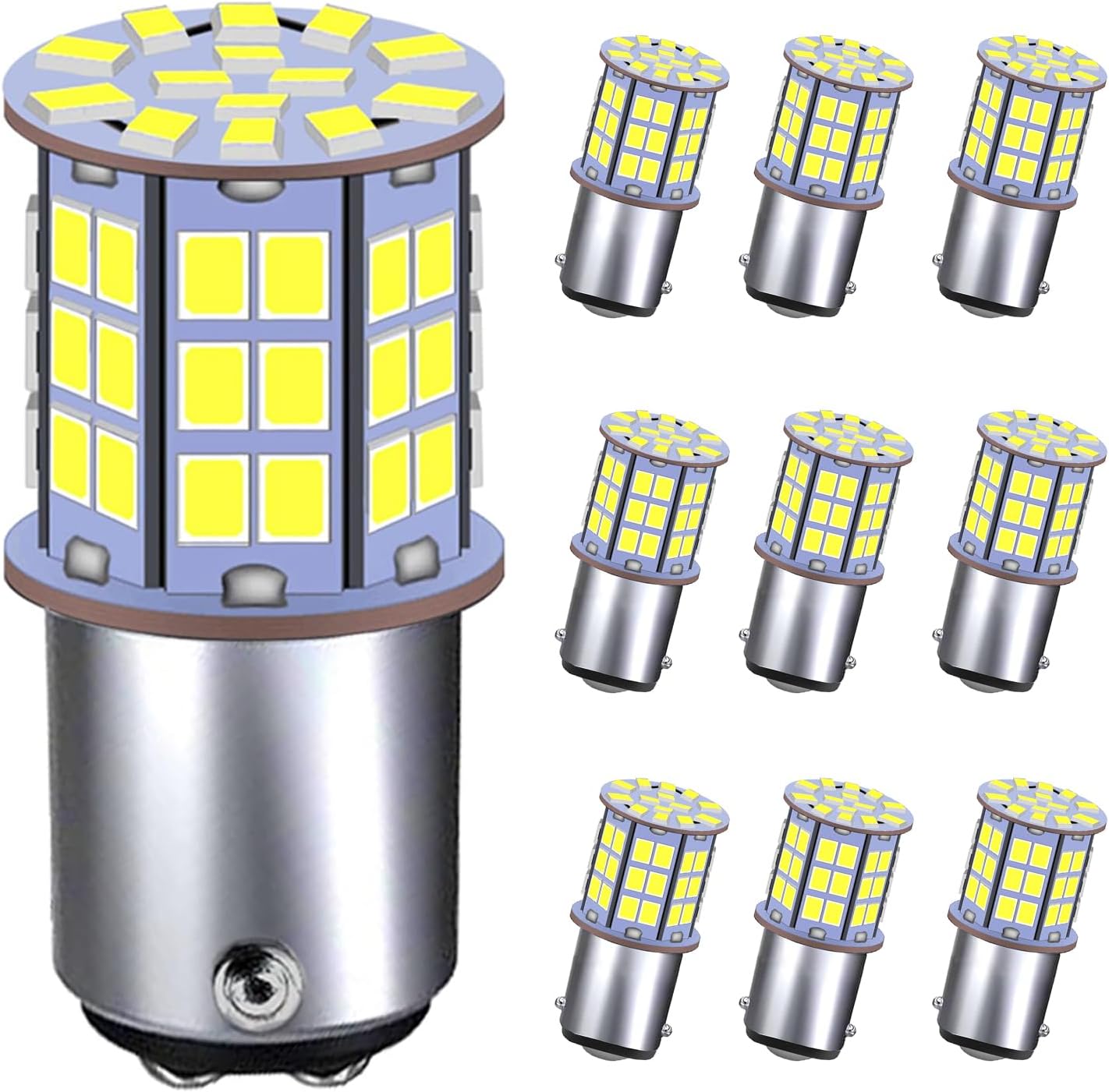 GRV Ba15d 1142 1076 LED Bulb 4W 56-2835SMD Super Bright AC/DC12V-24V 40W Halogen Replacement for RV Trailer Camper Motorhome Interior Lights Cool White Pack of 10