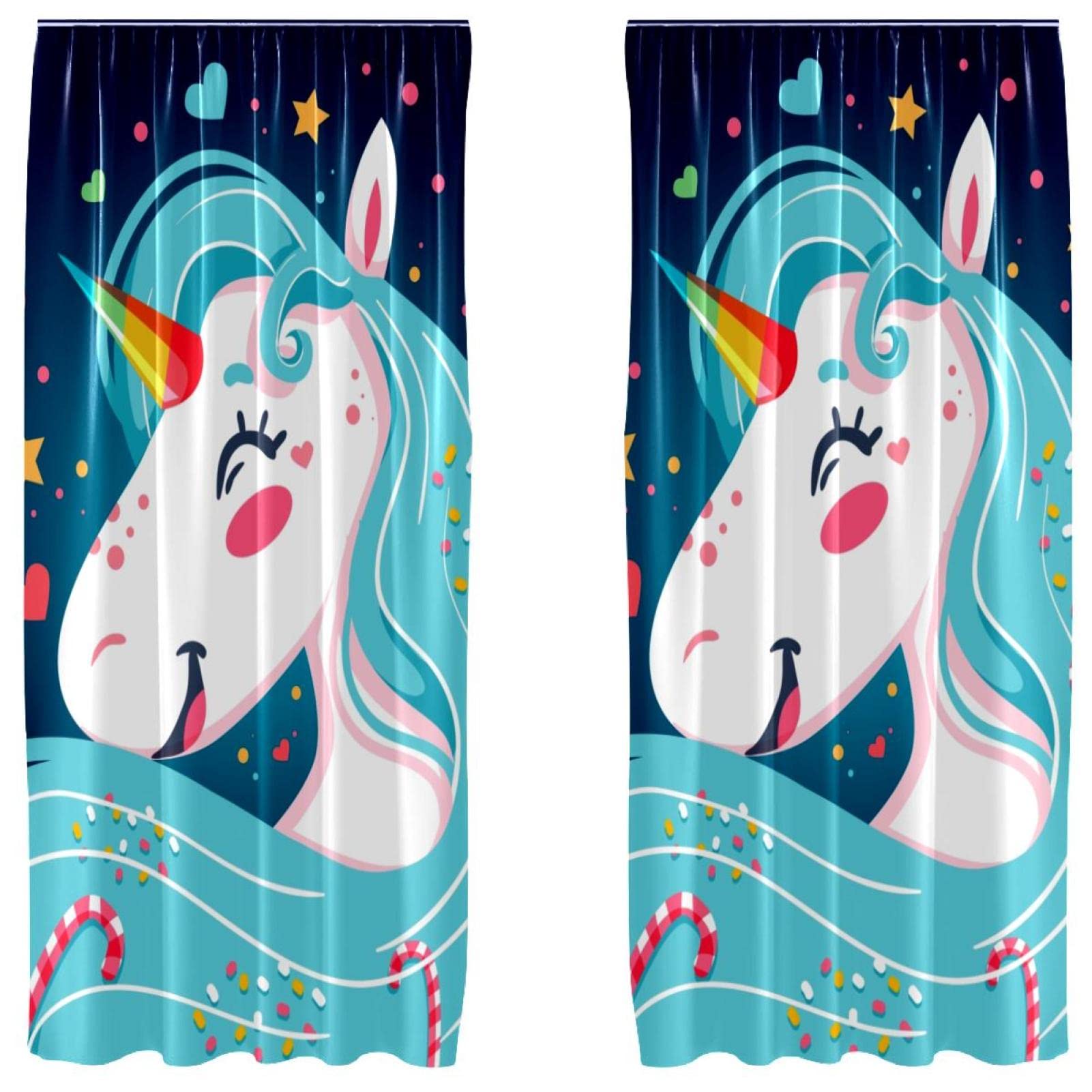 Rideaux occultants licorne microfibre 140x213 cm double panneau pour fenêtre