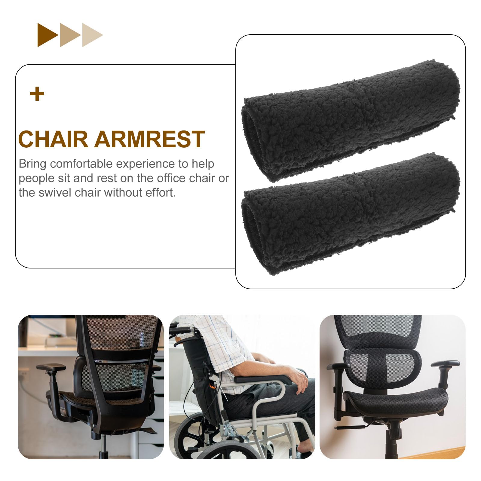 Funda Desmontable para Repozos de Silla de Oficina Par de Cojines Anslizantes de Piel de Oveja Almohadillas Cómodas para Brazos Accesorios para Sillas de Ruedas