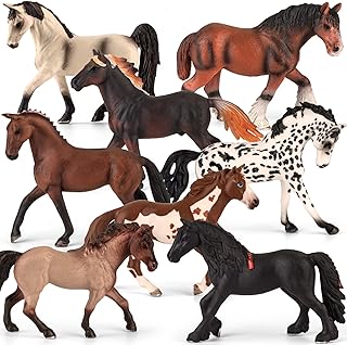 8-Piece Set of 6-Inch Realistic Plastic Horse Figures for Kids and Toddlers
