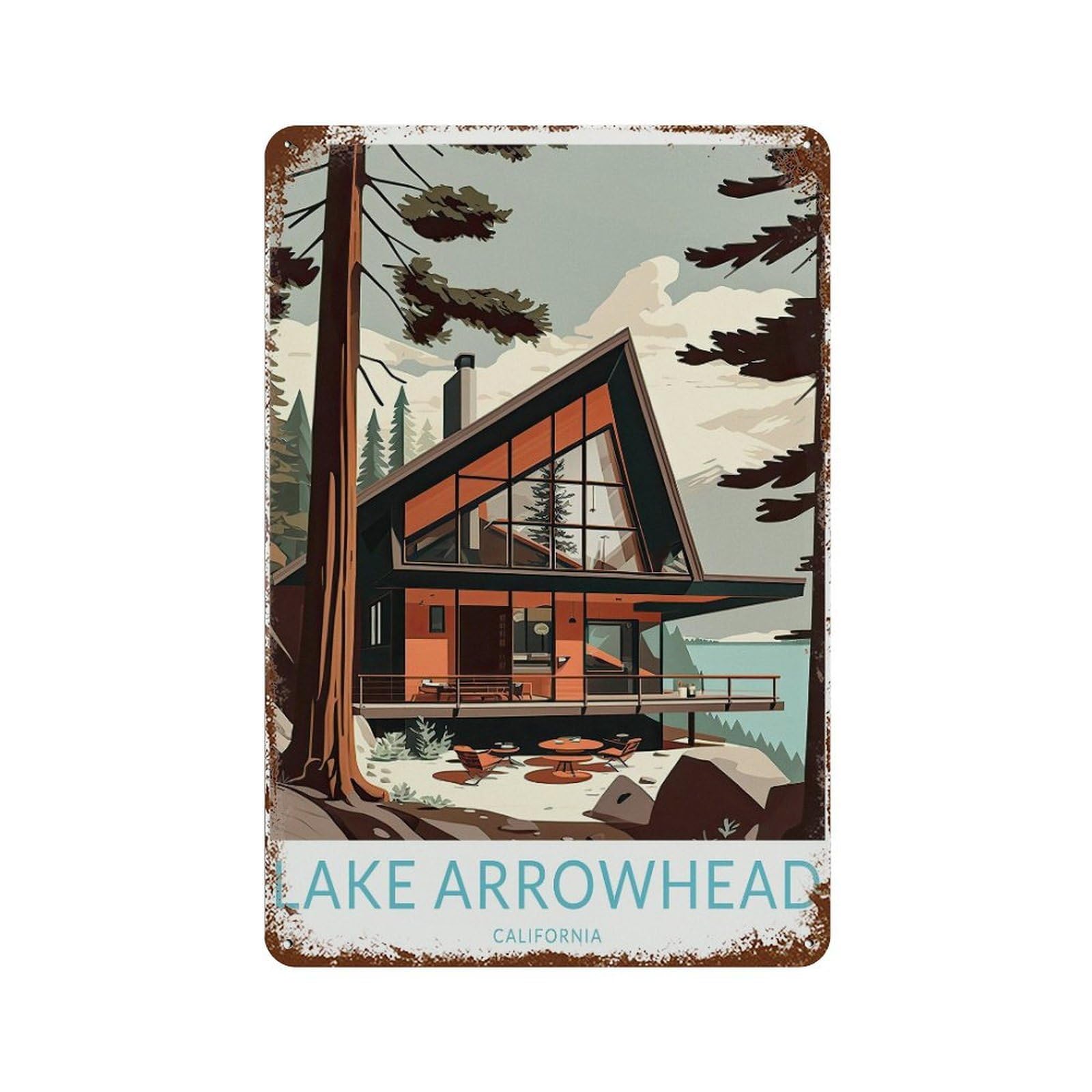 xiaoxiaoshen Lake Arrowhead Travel Gift, California (2) Wall Decor Art Metal Tin Poster Modern Home Decor Art Home Bar Shop Decorations Vintage Sign 30x20cm