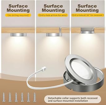 Smart Under Cabinet Lights Plug In, 6 Pack LED Puck Lights with App and Remote Control, CCT Tunable 2700K-7000K, Compatible with Alexa and Google Home, Dimmable Wired Lighting Kit for Kitchen,CRI 90+