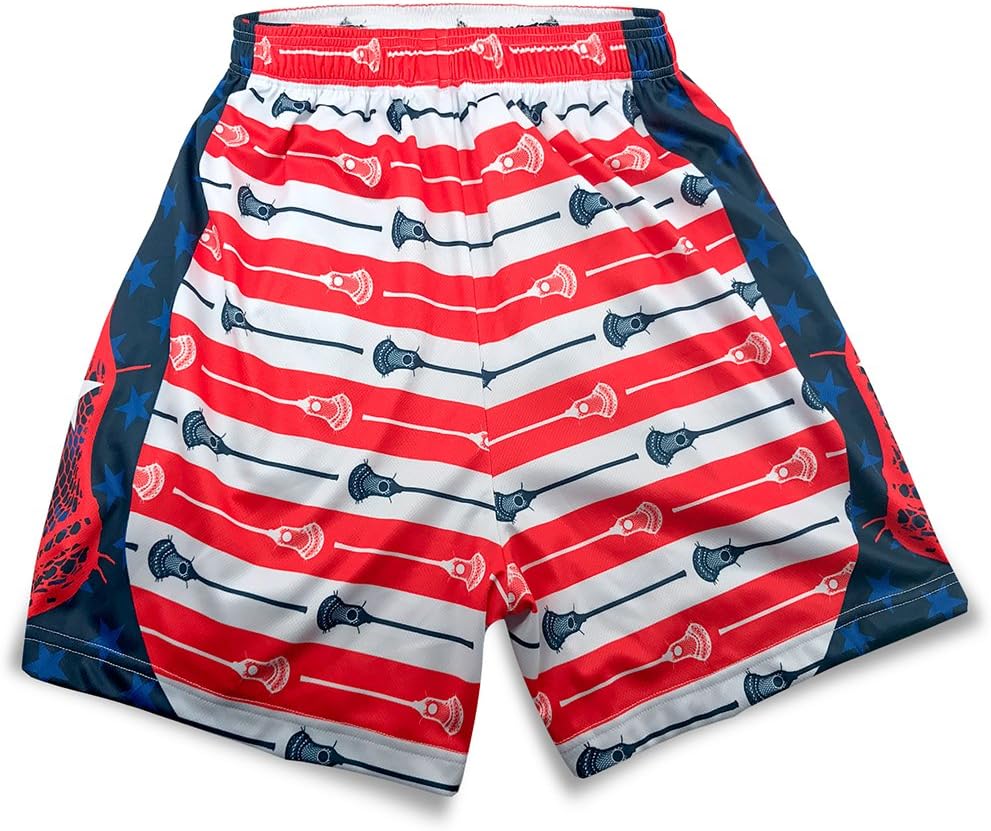 ChalkTalkSPORTS Lacrosse Performance Shorts - Patriotic - Lacrosse Athletic Shorts - Adult Small - Image 3