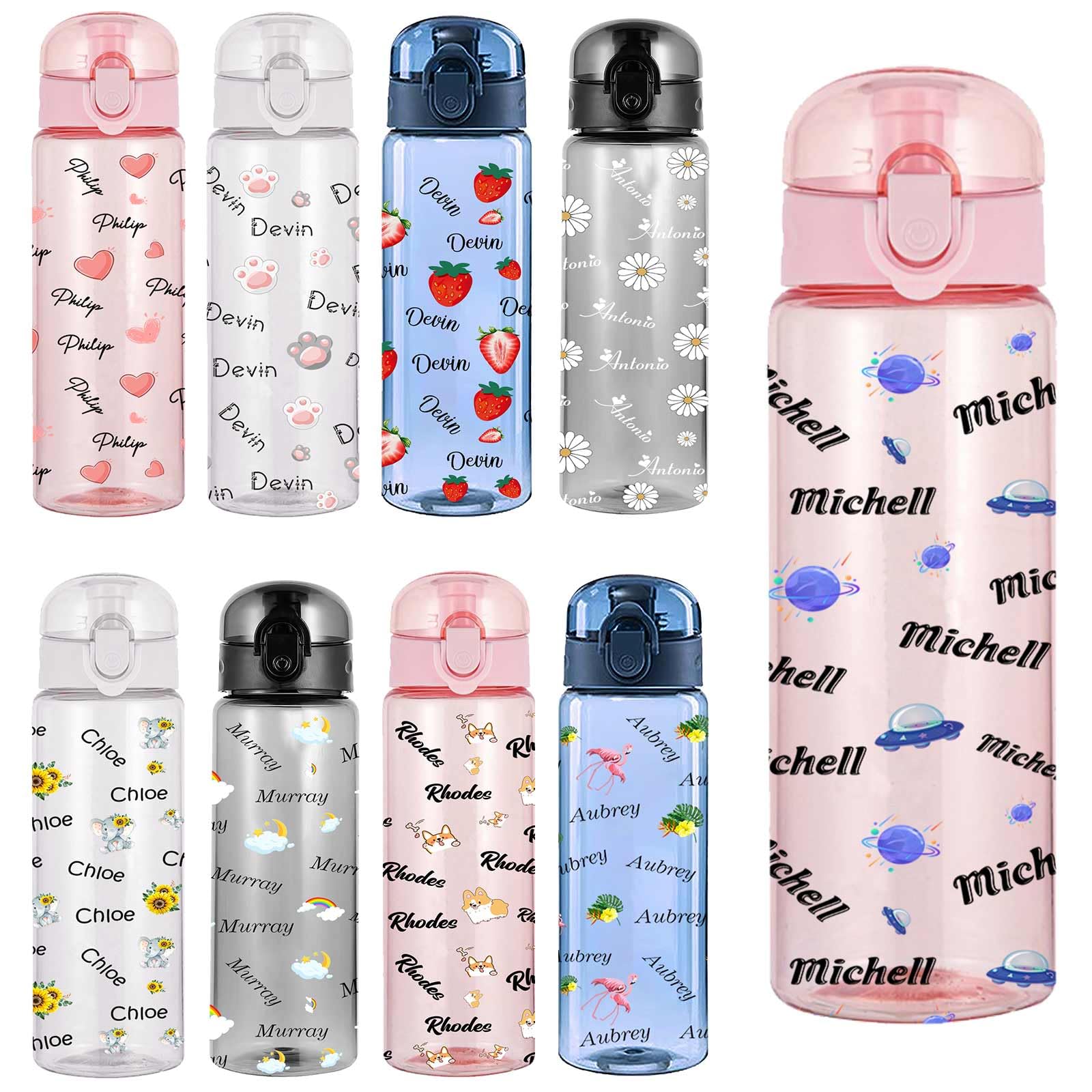 Borraccia Personalizzata 780 Ml Con Nome E Foto, Plastica Resistente Con Manico, Antigoccia, Per Sport, Palestra E Viaggi, Colori: Nero, Bianco, Rosa, Blu - 2