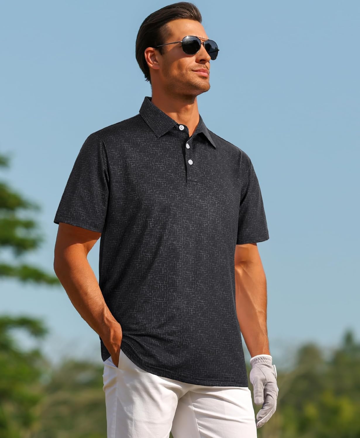 ELETOP Men's Golf Polo Shirts Short Sleeve Moisture Wicking Hawaiian Tropical Polos Performance Golf Shirts for Men Dry Fit - Image 2