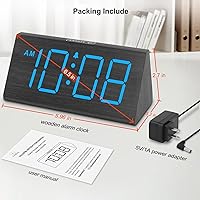 Vista 7 de DreamSky Relojes Despertadores Digitales de Madera para Dormitorios - Reloj de Escritorio Eléctrico con Números Grandes, Puerto USB, Alarma Fuerte