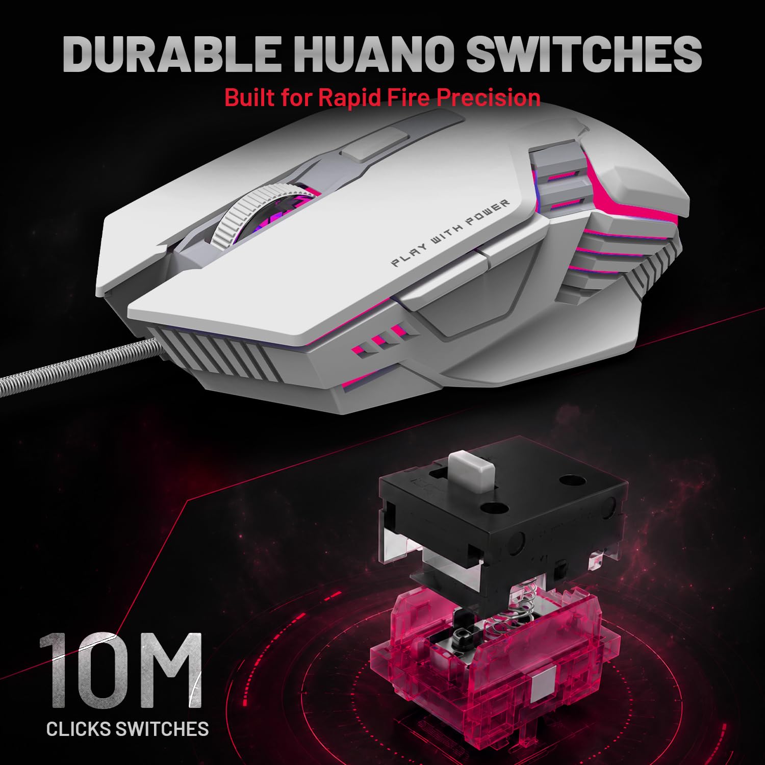 EvoFox Warhammer 2 Semi-Mechanical Gaming keyboard Mouse Combo Wired with Rainbow RGB Effect & Letter Backlit, Detachable Magnetic Wrist Pad, Metal Body,19 Anti-Ghosting Keys, 7200 DPI Mouse — Amazon image 8