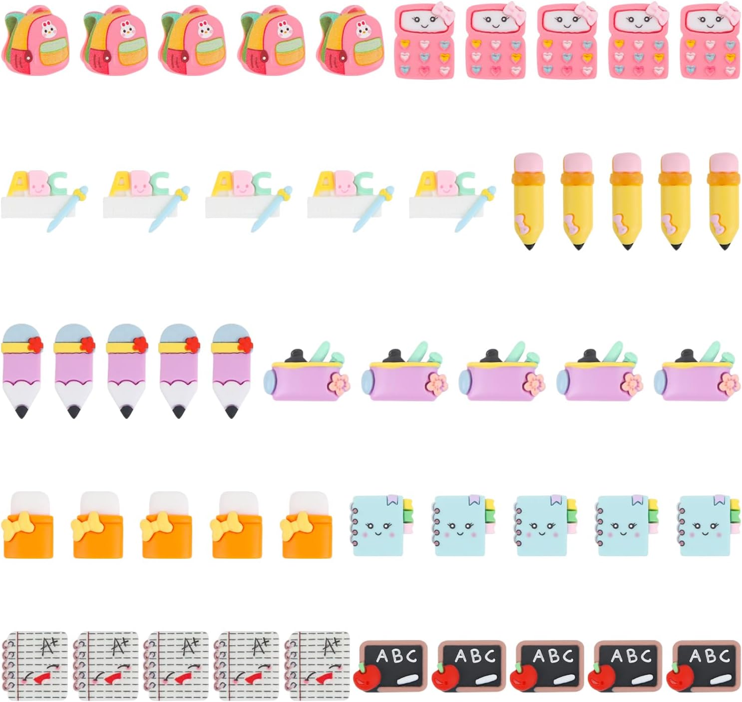 ASUNFO 100 Pcs Back to School Flat Back Resin Charm School Charms 10 Styles