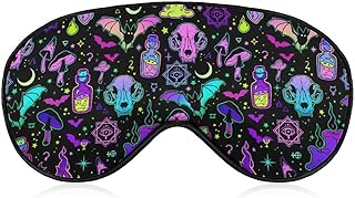 Novelty Printed Sleep Mask Eye Cover Compatible with Gothic Magic Witch Witchy Soft Blindfold Elastic Strap Night Eyeshade Travel Nap for Women Men