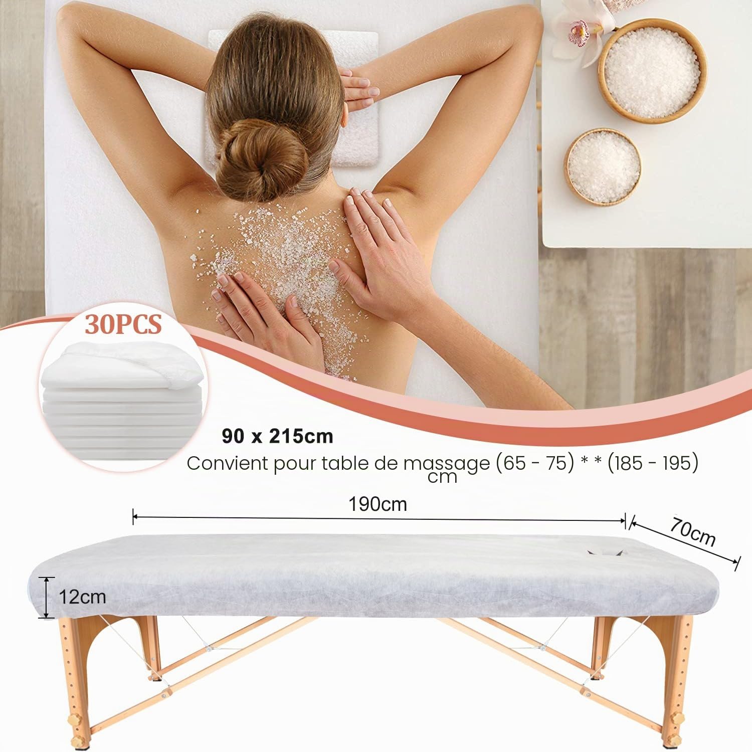 Draps Housses Jetables pour Table de Massage 90 x 215cm Imperméables Spa Beauté Tatouage