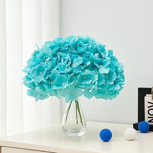 Miniatura 5 de Flores Artificiales de Hortensia Tiffany Cabezas 10 Flores Falsas de Hortensia de Seda para Centros de Mesa de Boda Ramos Decoración Floral DIY