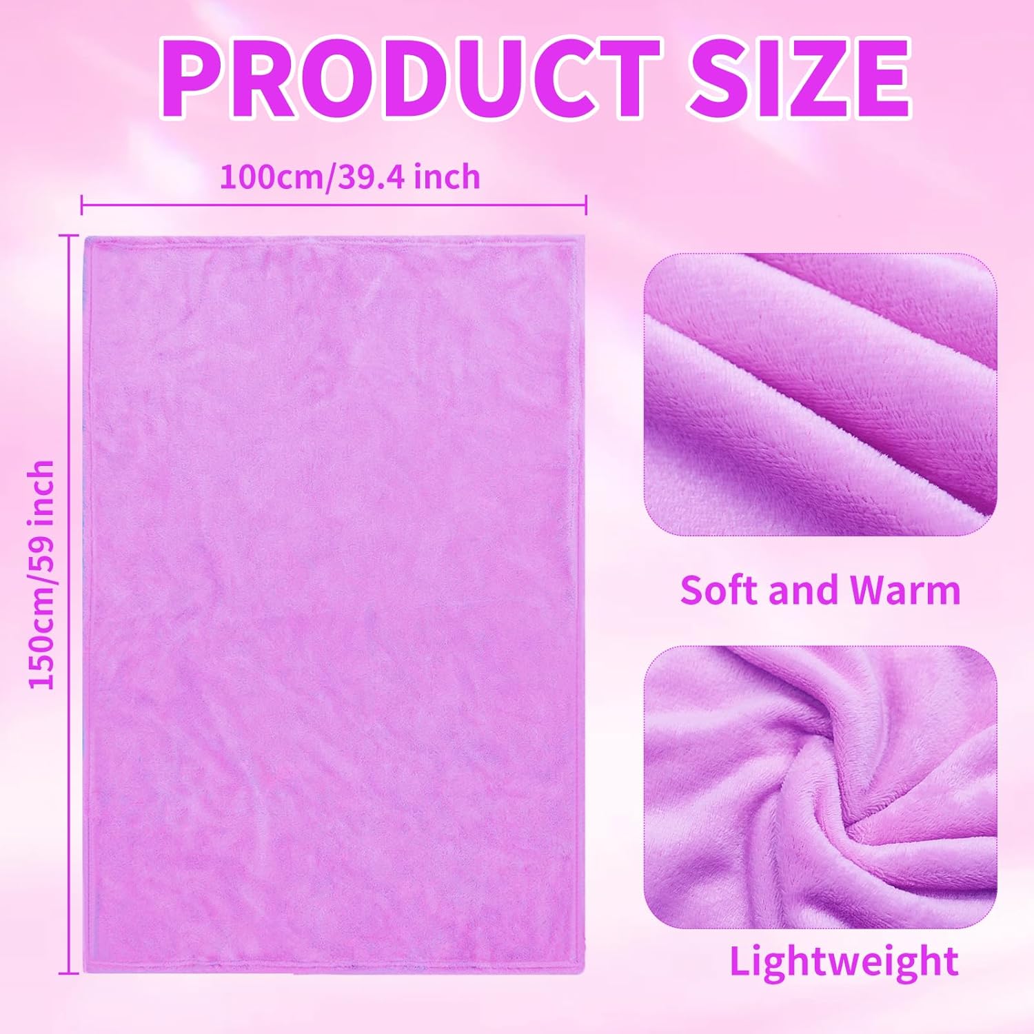 6 Pcs Fleece Sleepover Blankets for Girls Fleece Soft Blankets Fluffy Throw Blanket for Spa Slumber Movie Night Wedding Party, Pink, Purple, Rose Red, 40"x60"