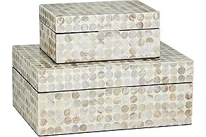 Deco 79 Mother of Pearl Shell Geometric Decorative Boxes