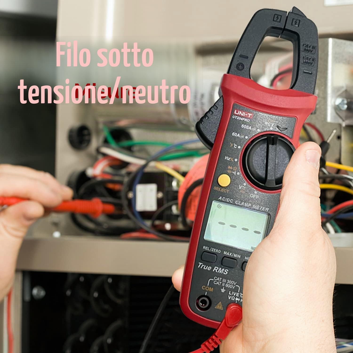 UNI-T UT204PRO Pinza Amperometrica Portatile True RMS, Rilevamento Pinza NCV,600A 600V AC/DC Tensione Corrente,Resistenza,Capacità，Frequenza, Temperatura,Rilevamento Firewire