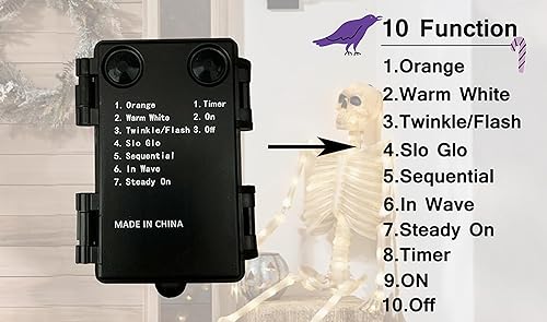Miniatura 6 de LITBLOOM Guirnalda de Halloween con luces de 6 pies, 80 luces de hadas naranjas y blancas cálidas, guirnalda negra iluminada, funciona
