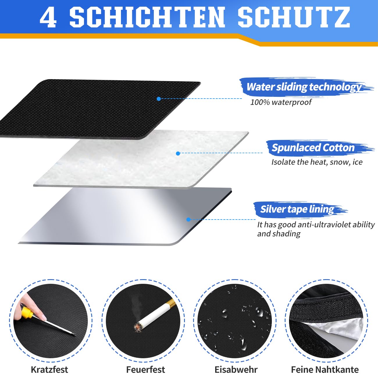 iZoeL Couverture Pare-Brise Voiture Grande Auto Couverture Magnétique avec Housse Protection de Rétroviseur Latéral Protection Hivernale Protège Contre Vent Neige Poussière Givre Soleil - 225 x 164 cm