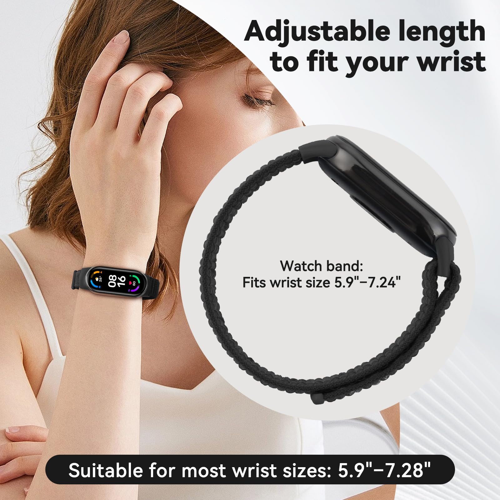aceyoon Nylonowa bransoletka kompatybilna tylko z Xiaomi Smart Band 10/9/8, 3 regulowane elastyczne bransoletki sportowe