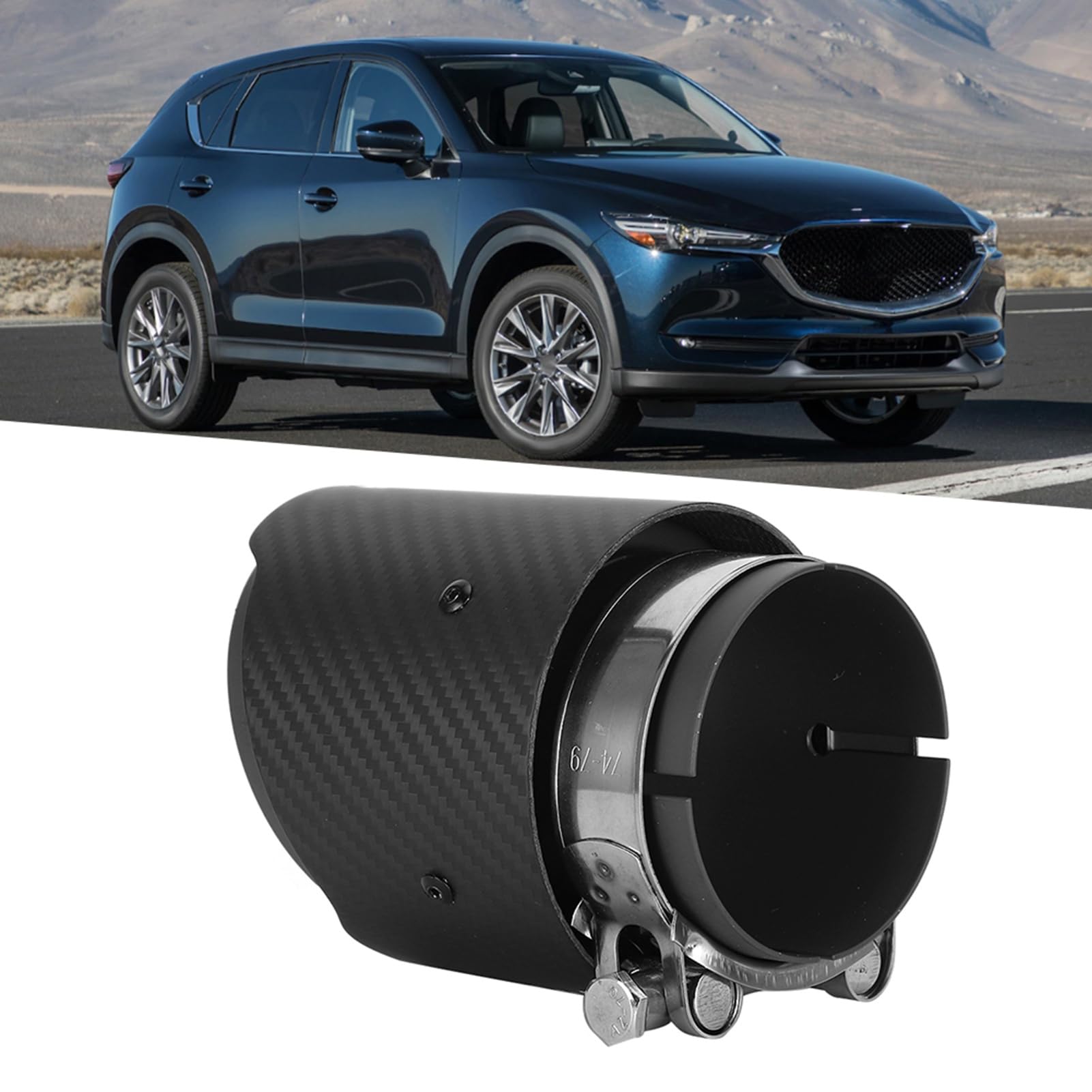 Tubo di Scarico in Fibra di Bon 80mm Ingresso 101mm Uscita Coda Gola Staight Sided Punta Opaca Fit Carbonio Staight Lato per CX5 CX4 Mazda(Tutto nero opaco)