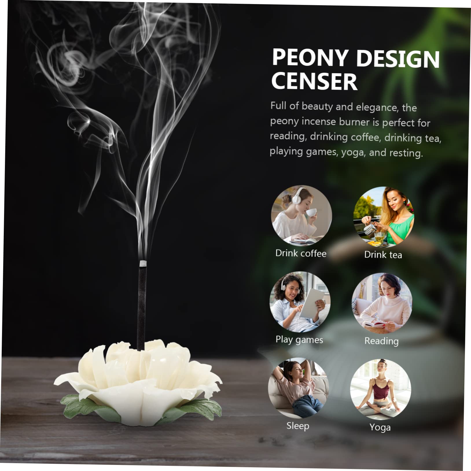 IMIKEYA 4piezas Censer De Diseño De Peonía para Aromaterapia Soporte para Incienso De Mesa Decoración Elegante para y