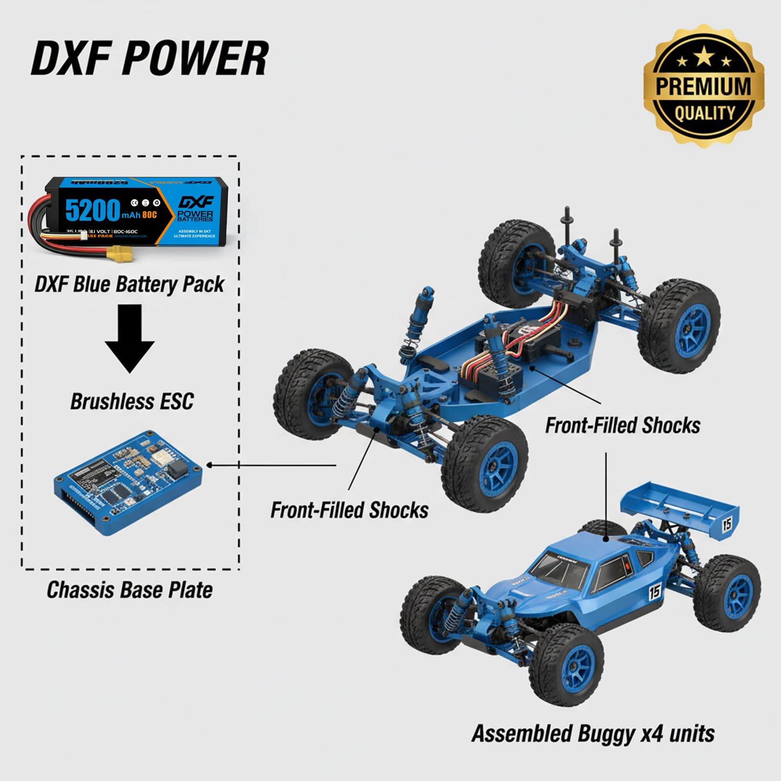 DXF 3S LiPo Akku 11.1V 5200mAh 80C 2er Pack mit XT90 Stecker Hardcase Batterie für RC Auto Truck Boot Helikopter Flugzeug Quadcopter Modellbau Hochleistung Entladung 1:8 1:10 Maßstab