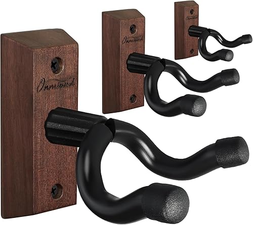 Soporte de pared para guitarra, paquete de 3, colgador de guitarra de madera dura de acacia, soporte de pared para guitarra en forma de U, soporte