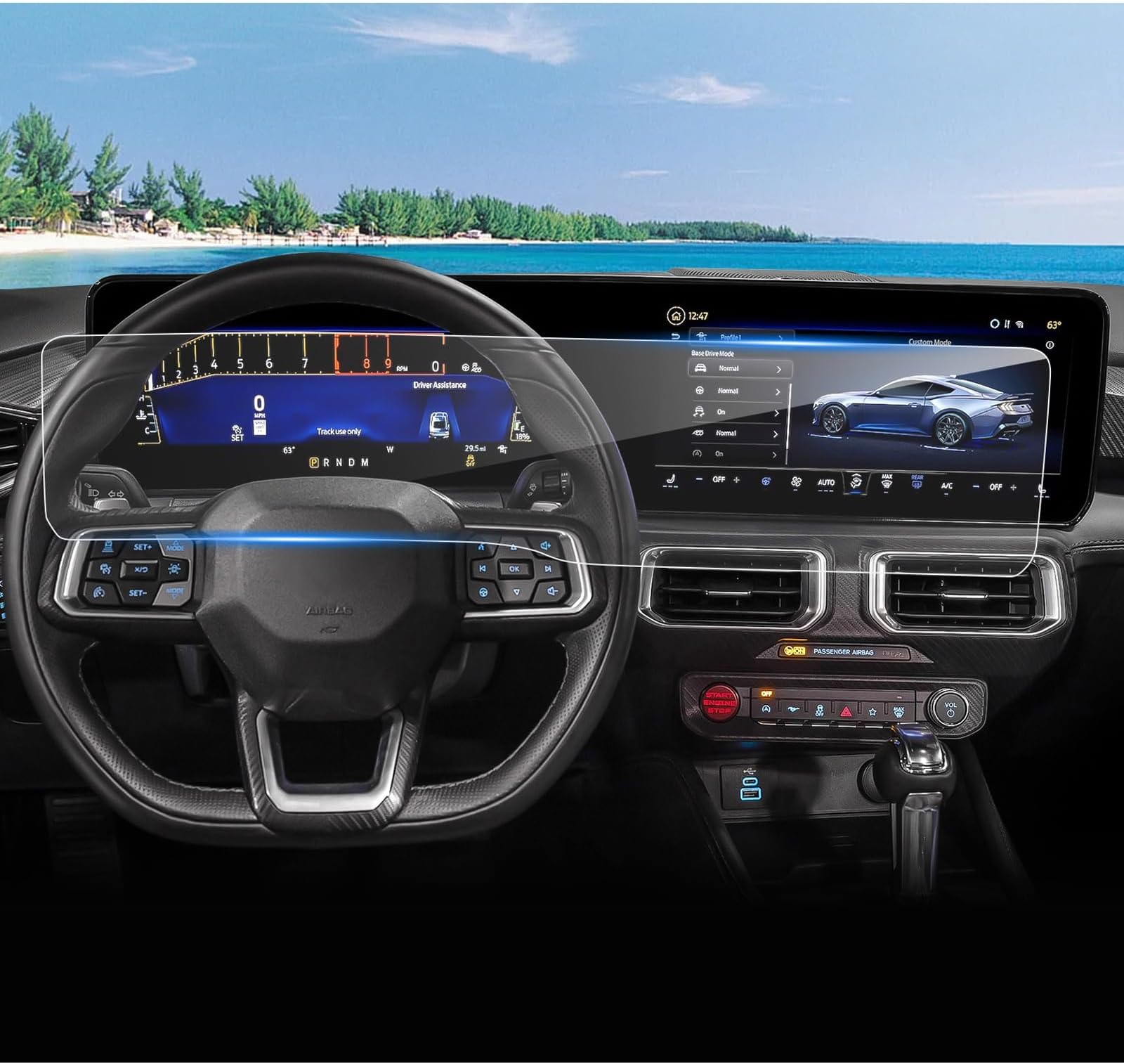 (2pcs) 2024 2025 Mustang Screen Protector for Ford Mustang LCD Display(All-in-One) 13.2In Navi+12.4In Dash, 2025 Mustang Mustang EcoBoost Premium/GT Premium/Dark Horse Accessories High Clarity