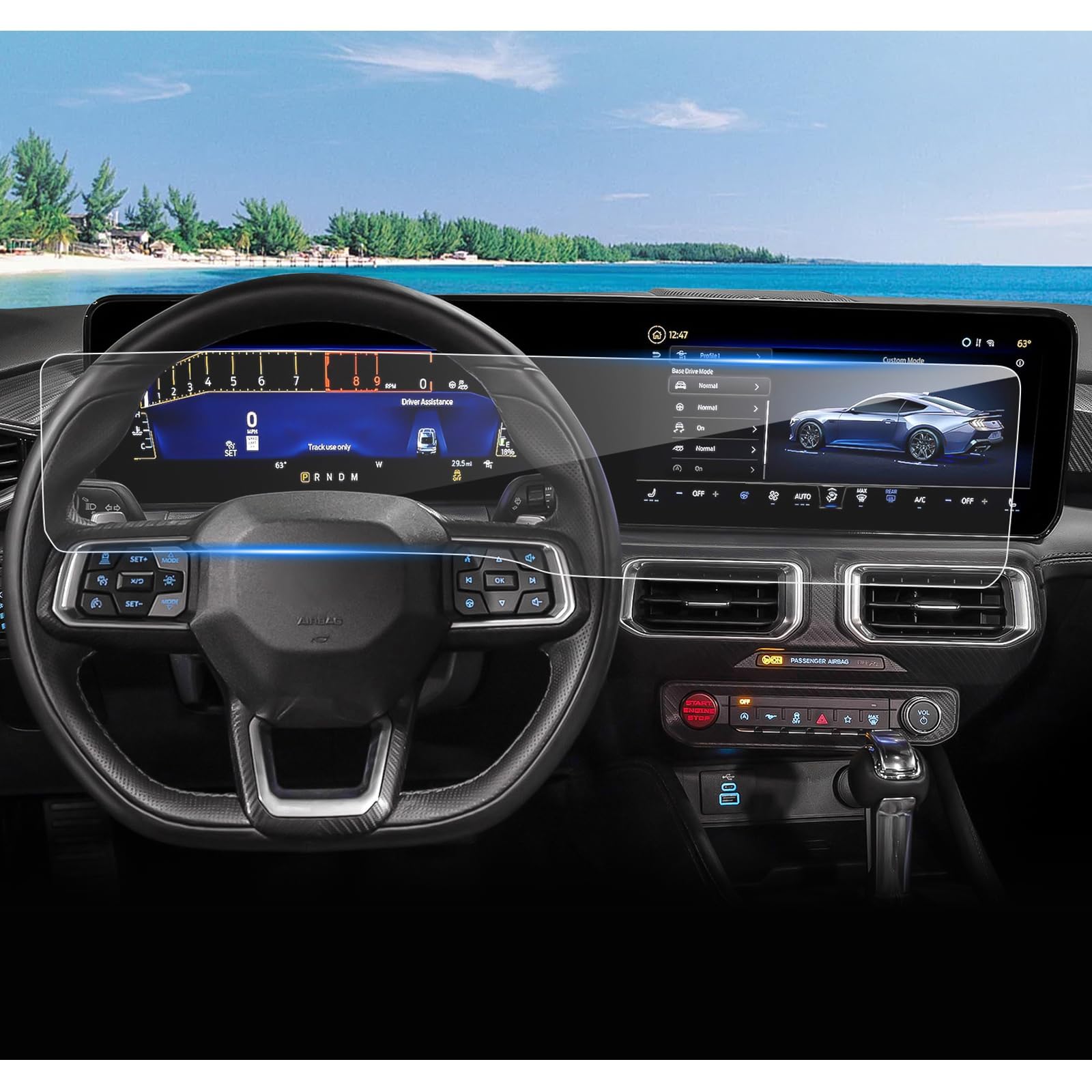 (2pcs) 2024 2025 Mustang Screen Protector for Ford Mustang LCD Display(All-in-One) 13.2In Navi+12.4In Dash, 2025 Mustang Mustang EcoBoost Premium/GT Premium/Dark Horse Accessories High Clarity