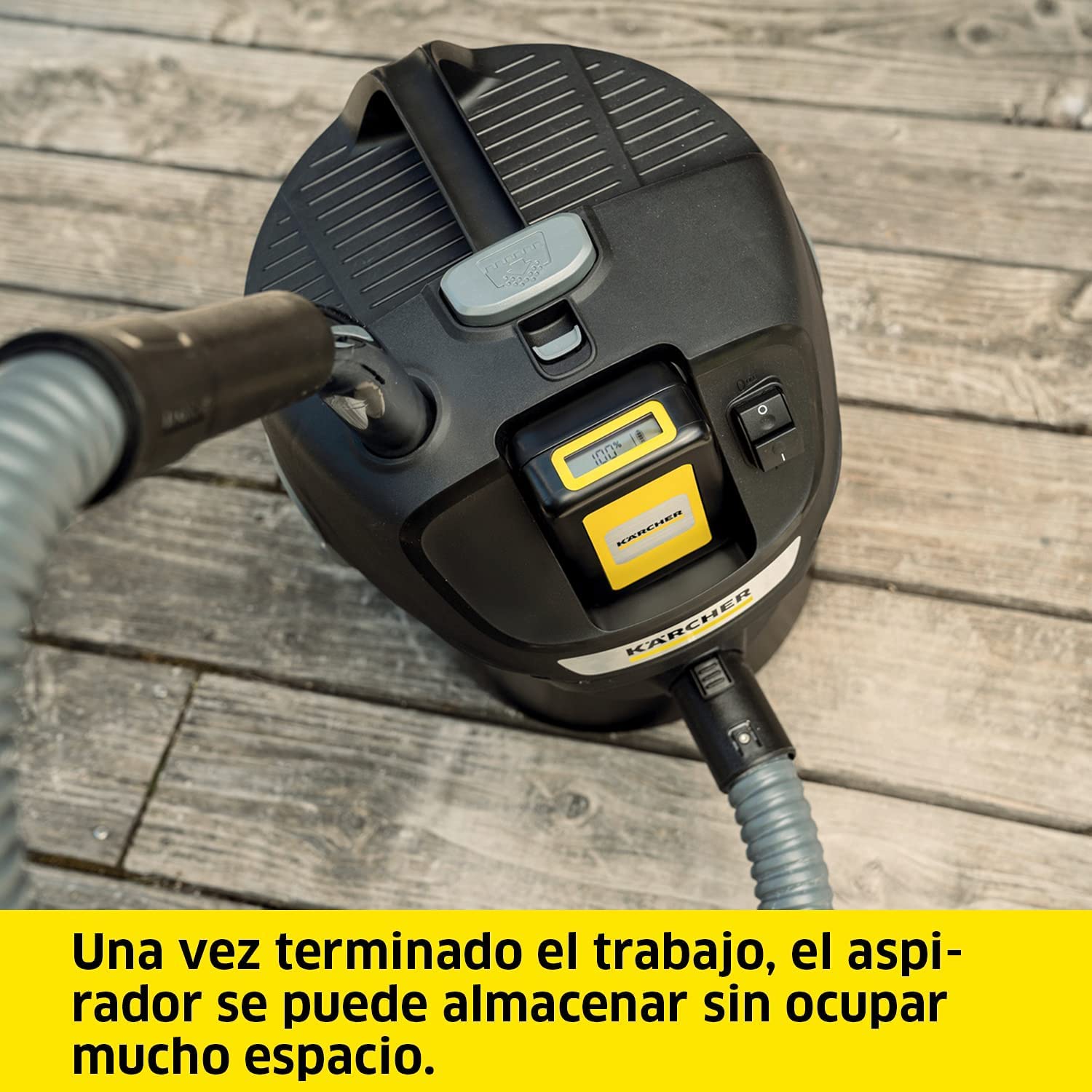 KÄRCHER 18 V Aspirador de Cenizas y Polvo AD 2 Battery, Material ignífugo, filtros de una Pieza, Manguera, depósito: 14 l, Potencia: 230 W, Compatible con batería 18 V, batería no Incl.