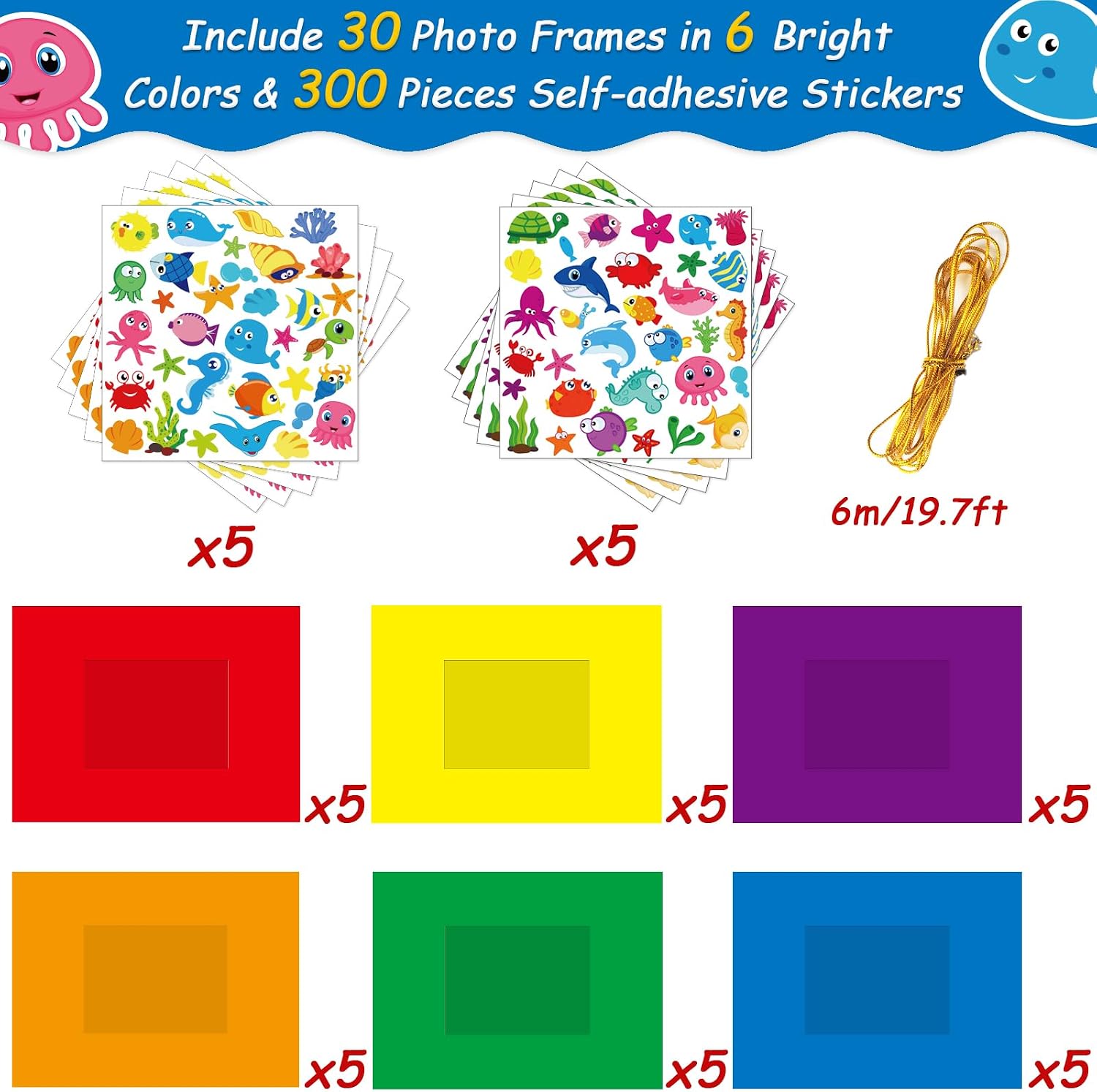 chiazllta 30 Pcs Summer Under the Sea Craft Kits for Ocean Animal DIY Picture Frame Crafts Back to Activities Game Bulletin Board Decorations