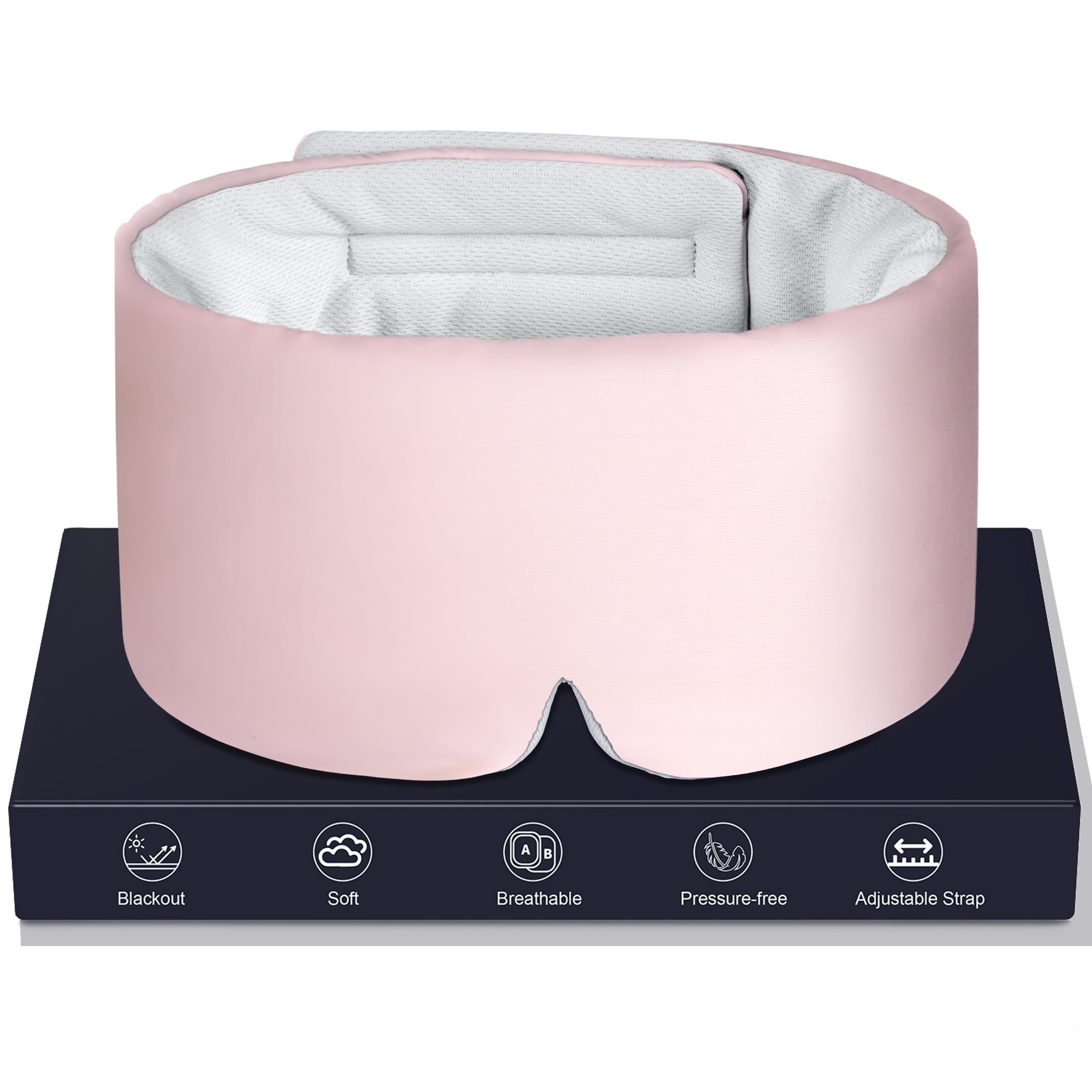 LOVE EYE Máscara de dormir de seda de hielo para dormir de lado, cubierta acolchada de seda de hielo para dormir con banda ajustable, completamente opaca, suave, regalos para hombres y mujeres (rosa)